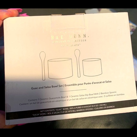 RAE DUNN ARTISAN GUAC and SALSA SET WITH 2 BAMBOO SPOONS - Picture 6 of 8